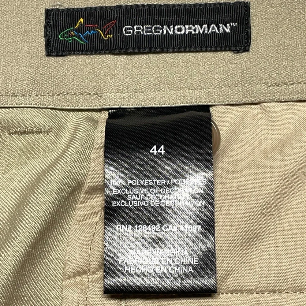 Greg Norman Golf Performance Mens Shorts 44 Tan Polyester Breathable Lightweight